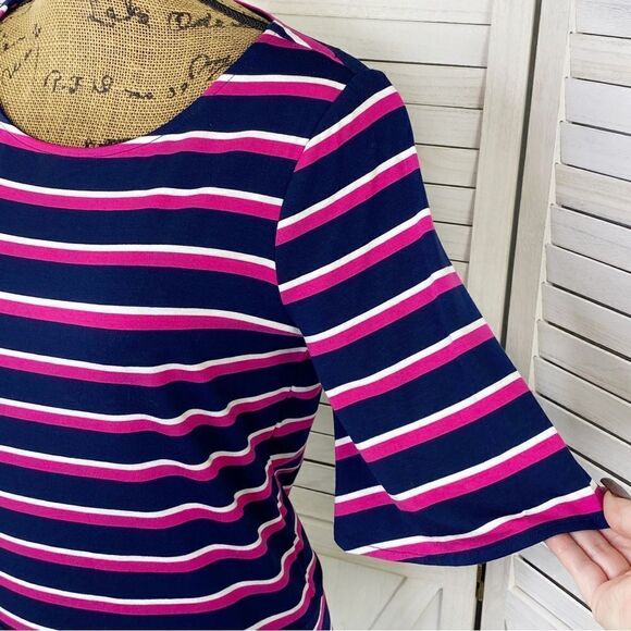 Chico’s Striped Flare Sleeve Knit Shirt Blue Pink 0 Small 4 - Picture 6 of 12